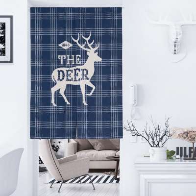 Christmas deer pattern curtain customized logo cotton linen door curtain for home decorative